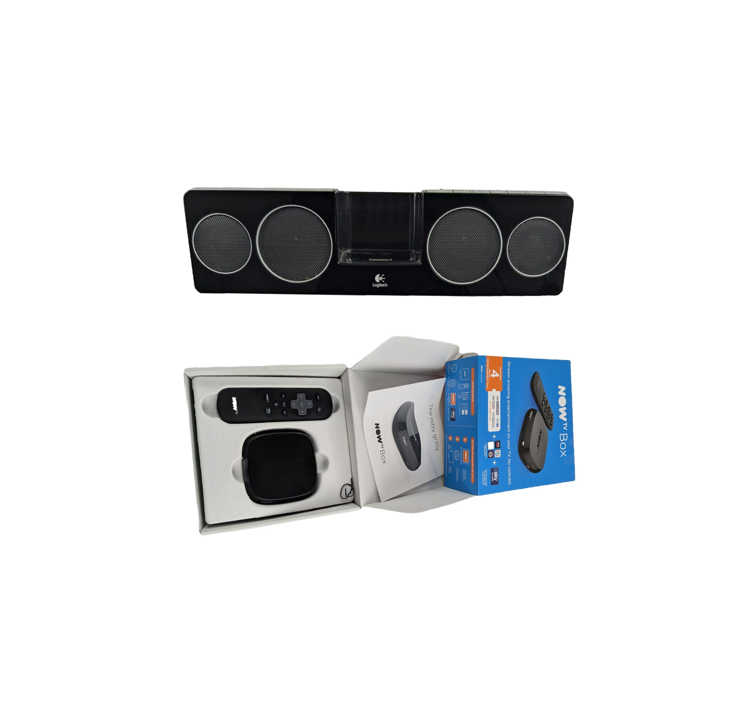 Lot 41 - Tech & Media Bundle – Logitech Pure-Fi Anywhere 2 Speaker Dock & NOW TV Box (BNIB) Reseller Lot x2