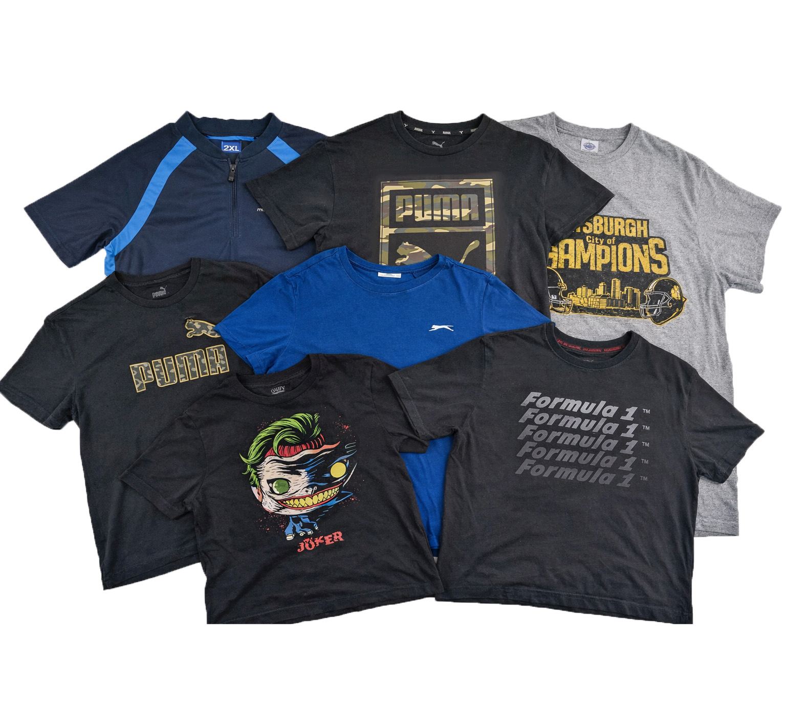 Lot 9 - Mixed Branded T-Shirt Bundle – Hugo Boss, Puma, Slazenger, Formula 1, Muddy Fox Reseller Job Lot