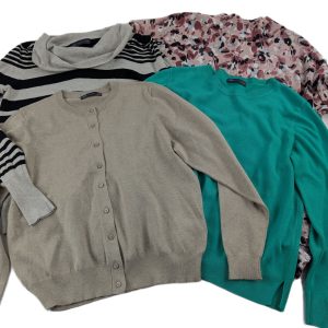Lot 14 - M&S Collection Women’s Knitwear Bundle – Jumpers, Cardigan & Striped Top Size 14–18 Reseller Lot x4